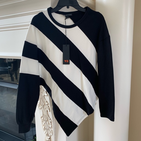Y-3 Tops - Y3 B&W Striped Sweatshirt